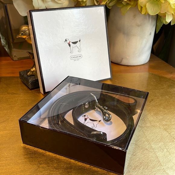 NWT! RARE Coach Brown Mini Sig Monogram Dog Leash - Picture 1 of 12